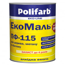 Фарба алкідна емаль "ЕКОМАЛЬ" Polifarb, біла, 0,9 кг