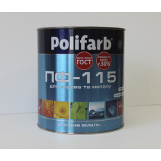 Фарба алкідна емаль "ПФ-115" Polifarb, чорна, 0,9 кг